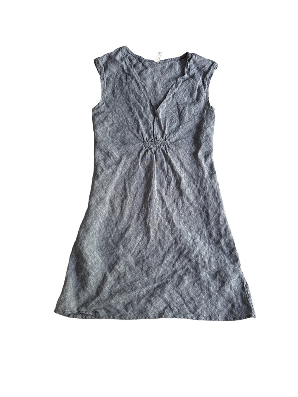 NUTHATCH Linen Sleeveless Popover Dress Coastal XS Petite Blue Gray Minimalist